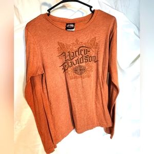 Harley Davidson XL dark or burnt orange Long sleeved Shirt